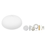 GloboStar® VALLETE 00837 Μοντέρνο Κρεμαστό Φωτιστικό Καμπάνα Μονόφωτο 1 x E27 IP20 Λευκό Μέταλλο με Μπεζ Ξύλο - Μ60 x Π60 x Υ35cm