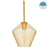 GLOBOSTAR® AMARIS 00869 Μοντέρνο Κρεμαστό Φωτιστικό Οροφής με Ντουί 1 x E27 AC 220-240V IP20 - Χρυσό & Μελί - Μ22 x Π22 x Y22cm