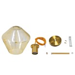 GLOBOSTAR® AMARIS 00869 Μοντέρνο Κρεμαστό Φωτιστικό Οροφής με Ντουί 1 x E27 AC 220-240V IP20 - Χρυσό & Μελί - Μ22 x Π22 x Y22cm