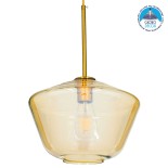 GLOBOSTAR® AMARIS 00870 Μοντέρνο Κρεμαστό Φωτιστικό Οροφής με Ντουί 1 x E27 AC 220-240V IP20 - Χρυσό & Μελί - Μ30 x Π30 x Y22cm