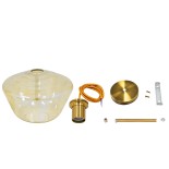 GLOBOSTAR® AMARIS 00870 Μοντέρνο Κρεμαστό Φωτιστικό Οροφής με Ντουί 1 x E27 AC 220-240V IP20 - Χρυσό & Μελί - Μ30 x Π30 x Y22cm