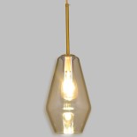 GLOBOSTAR® AMARIS 00871 Μοντέρνο Κρεμαστό Φωτιστικό Οροφής με Ντουί 1 x E27 AC 220-240V IP20 - Χρυσό & Μελί - Μ17 x Π17 x Υ30cm