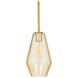 GLOBOSTAR® AMARIS 00871 Μοντέρνο Κρεμαστό Φωτιστικό Οροφής με Ντουί 1 x E27 AC 220-240V IP20 - Χρυσό & Μελί - Μ17 x Π17 x Υ30cm