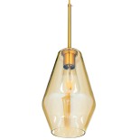 GLOBOSTAR® AMARIS 00871 Μοντέρνο Κρεμαστό Φωτιστικό Οροφής με Ντουί 1 x E27 AC 220-240V IP20 - Χρυσό & Μελί - Μ17 x Π17 x Υ30cm
