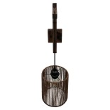 GloboStar® ARTI 00887 Vintage Φωτιστικό Τοίχου Απλίκα Μονόφωτο Καφέ Σκούρο Ξύλινο με Σχοινί και Καπέλο Φ18 x Μ18 x Π30 x Υ35-75cm