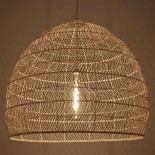 GloboStar® MALIBU 00965 Boho Κρεμαστό Φωτιστικό Καμπάνα  Μονόφωτο 1 x E27 IP20 Μπεζ Ξύλο - Μ100 x Π100 x Y86cm