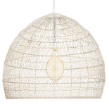GloboStar® MALIBU 00965 Boho Κρεμαστό Φωτιστικό Καμπάνα  Μονόφωτο 1 x E27 IP20 Μπεζ Ξύλο - Μ100 x Π100 x Y86cm
