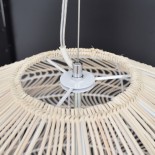 GloboStar® MALIBU 00965 Boho Κρεμαστό Φωτιστικό Καμπάνα  Μονόφωτο 1 x E27 IP20 Μπεζ Ξύλο - Μ100 x Π100 x Y86cm