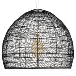 GloboStar® MALIBU 00966 Boho Κρεμαστό Φωτιστικό Καμπάνα Μονόφωτο 1 x E27 IP20 Μαύρο Ρατάν - Μ100 x Π100 x Y86cm