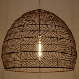 GloboStar® MALIBU 00967 Boho Κρεμαστό Φωτιστικό Καμπάνα Μονόφωτο 1 x E27 IP20 Καφέ Ξύλο - Μ100 x Π100 x Y86cm