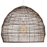 GloboStar® MALIBU 00967 Boho Κρεμαστό Φωτιστικό Καμπάνα Μονόφωτο 1 x E27 IP20 Καφέ Ξύλο - Μ100 x Π100 x Y86cm