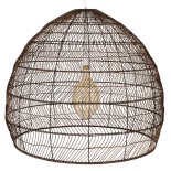 GloboStar® MALIBU 00967 Boho Κρεμαστό Φωτιστικό Καμπάνα Μονόφωτο 1 x E27 IP20 Καφέ Ξύλο - Μ100 x Π100 x Y86cm