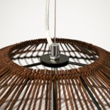 GloboStar® MALIBU 00967 Boho Κρεμαστό Φωτιστικό Καμπάνα Μονόφωτο 1 x E27 IP20 Καφέ Ξύλο - Μ100 x Π100 x Y86cm