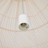 GloboStar® MALIBU 00974 Boho Κρεμαστό Φωτιστικό Καμπάνα Μονόφωτο 1 x E27 IP20 Μπεζ Ξύλο - Μ100 x Π100 x Υ86cm