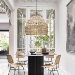 GloboStar® MALIBU 00974 Boho Κρεμαστό Φωτιστικό Καμπάνα Μονόφωτο 1 x E27 IP20 Μπεζ Ξύλο - Μ100 x Π100 x Υ86cm