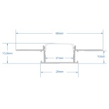 GloboStar® PLASTERBOARD-PROFILE 70819-3M Προφίλ Αλουμινίου - Βάση & Ψύκτρα Ταινίας LED με Λευκό Γαλακτερό Κάλυμμα - Χωνευτή Χρήση σε Γυψοσανίδα - Trimless - Πατητό Κάλυμμα - Ασημί - 3 Μέτρα - Πακέτο 5 Τεμαχίων - Μ300 x Π6.7 x Υ1.4cm