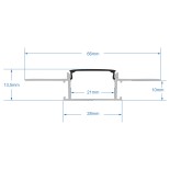 GloboStar® PLASTERBOARD-PROFILE 70820-3M Προφίλ Αλουμινίου - Βάση & Ψύκτρα Ταινίας LED με Μαύρο Φιμέ Κάλυμμα - Χωνευτή Χρήση σε Γυψοσανίδα - Trimless - Πατητό Κάλυμμα - Ασημί - 3 Μέτρα - Πακέτο 5 Τεμαχίων - Μ300 x Π6.7 x Υ1.4cm