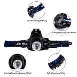 GloboStar® 79055 Φακός Κεφαλής Επαναφορτιζόμενος LED CREE XML2-T6 Chip 10 Watt 800lm με 2 x 18650 Μπαταρίες 5200mAh - Ψυχρό Λευκό 6000K - Μ8.5 x Π6.5 x Υ7cm