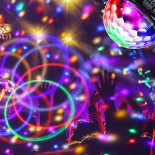 GloboStar® 79602 LED Party Disco Μπάλα με Περιστρεφόμενα Φωτορυθμικά Εφέ Πολύχρωμη RGB DMX512 20W με Sound Control Activated Εφέ και με Ασύρματο Χειριστήριο AC 230V IP20 Φ17 x Υ15cm