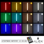 GloboStar® ALIEN-DIVA-BLACK-50-9 ALIEN Design DIVA Μοντέρνο Minimal Nordic Μεταλλικό Φωτιστικό Επιτραπέζιο - Πορτατίφ - Λαμπατέρ Μαύρο LED 10W 1500lm με Ασύρματο Χειριστήριο RF & Dimmer IP20 Πολύχρωμο + CCT - RGBW + WW Μ3 x Π1.6 x Υ50cm