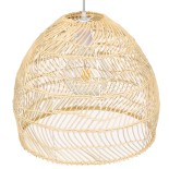GloboStar® MALIBU 00973 Boho Κρεμαστό Φωτιστικό Καμπάνα Μονόφωτο 1 x E27 IP20 Μπεζ Ξύλο - Μ40 x Π40 x Υ35cm