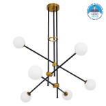 GLOBOSTAR® VELVET 00994 Μοντέρνο Κρεμαστό Φωτιστικό Οροφής με Ντουί 6 x G9 AC 220-240V IP20 - Μαύρο & Χρυσό - Μ80 x Π80 x Υ85cm