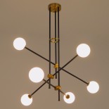 GLOBOSTAR® VELVET 00994 Μοντέρνο Κρεμαστό Φωτιστικό Οροφής με Ντουί 6 x G9 AC 220-240V IP20 - Μαύρο & Χρυσό - Μ80 x Π80 x Υ85cm