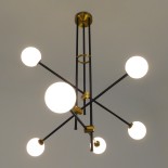 GLOBOSTAR® VELVET 00994 Μοντέρνο Κρεμαστό Φωτιστικό Οροφής με Ντουί 6 x G9 AC 220-240V IP20 - Μαύρο & Χρυσό - Μ80 x Π80 x Υ85cm