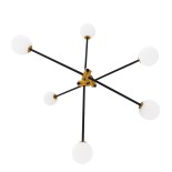 GLOBOSTAR® VELVET 00994 Μοντέρνο Κρεμαστό Φωτιστικό Οροφής με Ντουί 6 x G9 AC 220-240V IP20 - Μαύρο & Χρυσό - Μ80 x Π80 x Υ85cm