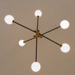 GLOBOSTAR® VELVET 00994 Μοντέρνο Κρεμαστό Φωτιστικό Οροφής με Ντουί 6 x G9 AC 220-240V IP20 - Μαύρο & Χρυσό - Μ80 x Π80 x Υ85cm