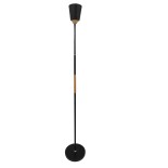 GloboStar® RIBBON 01585 Μοντέρνο Φωτιστικό Δαπέδου Μονόφωτο 1 x E27 Μαύρο Μεταλλικό Καμπάνα με Εφέ Ξύλου D13 x H164cm