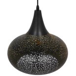 GloboStar® JANIS 01590 Μοντέρνο Κρεμαστό Φωτιστικό Καμπάνα Μονόφωτο 1 x E27 IP20 Μαύρο & Χρυσό Μέταλλο - Μ30 x Π30 x Υ30cm