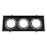 GLOBOSTAR® VITA 77857 Χωνευτή Κινούμενη Βάση για 3 x Σποτ AR111 για Ντουί GU10/GU5.3 IP20 - Μαύρο Ματ - Μ48.7 x Π18 x Υ5.5cm / Q47.5 x 17cm