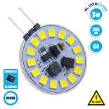 GloboStar® 76104 Λάμπα G4 LED SMD 2835 3W 360lm 120° DC 12-24V Side Pin Ψυχρό Λευκό 6000K Dimmable