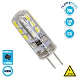 GloboStar® 76130 Λάμπα G4 LED SMD 2835 2W 200lm 320° DC 12V Σιλικόνης Ψυχρό Λευκό 6000K Dimmable