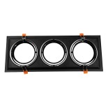 GLOBOSTAR® VITA 77857 Χωνευτή Κινούμενη Βάση για 3 x Σποτ AR111 για Ντουί GU10/GU5.3 IP20 - Μαύρο Ματ - Μ48.7 x Π18 x Υ5.5cm / Q47.5 x 17cm