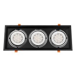 GLOBOSTAR® VITA 77857 Χωνευτή Κινούμενη Βάση για 3 x Σποτ AR111 για Ντουί GU10/GU5.3 IP20 - Μαύρο Ματ - Μ48.7 x Π18 x Υ5.5cm / Q47.5 x 17cm