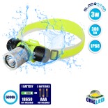 GloboStar® 79054 EXTREME Αδιάβροχος Φακός Κεφαλής LED CREE XHP50 3W 300lm IP68 Ψυχρό Λευκό 6000K