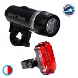 GloboStar® 79071 Σετ Φακός Ποδηλάτου με Οπίσθιο Φανάρι LED COB 3W 300lm με Βάση Ποδηλάτου Ψυχρό Λευκό 6000K