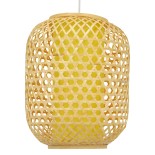 GloboStar® MAURITIUS 00899 Boho Κρεμαστό Φωτιστικό Πλέγμα Μονόφωτο 1 x E27 IP20 Μπεζ Ξύλο - Μ30 x Π30 x Υ40cm