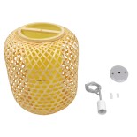 GloboStar® MAURITIUS 00899 Boho Κρεμαστό Φωτιστικό Πλέγμα Μονόφωτο 1 x E27 IP20 Μπεζ Ξύλο - Μ30 x Π30 x Υ40cm