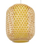 GloboStar® MAURITIUS 00899 Boho Κρεμαστό Φωτιστικό Πλέγμα Μονόφωτο 1 x E27 IP20 Μπεζ Ξύλο - Μ30 x Π30 x Υ40cm
