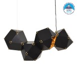 GloboStar® WELLES Replica 00796 Μοντέρνο Κρεμαστό Φωτιστικό Ράγα Πολύφωτο 4 x E14 IP20 Μαύρο & Χρυσό Μέταλλο - Μ68 x Π32 x Υ30cm