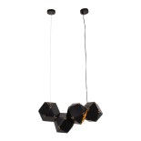 GloboStar® WELLES Replica 00796 Μοντέρνο Κρεμαστό Φωτιστικό Ράγα Πολύφωτο 4 x E14 IP20 Μαύρο & Χρυσό Μέταλλο - Μ68 x Π32 x Υ30cm