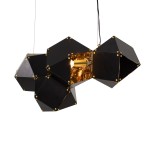 GloboStar® WELLES Replica 00796 Μοντέρνο Κρεμαστό Φωτιστικό Ράγα Πολύφωτο 4 x E14 IP20 Μαύρο & Χρυσό Μέταλλο - Μ68 x Π32 x Υ30cm