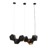 GloboStar® WELLES Replica 00797 Μοντέρνο Κρεμαστό Φωτιστικό Ράγα Πολύφωτο 6 x E14 IP20 Μαύρο & Χρυσό Μέταλλο - Μ98 x Π32 x Υ30cm