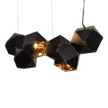 GloboStar® WELLES Replica 00797 Μοντέρνο Κρεμαστό Φωτιστικό Ράγα Πολύφωτο 6 x E14 IP20 Μαύρο & Χρυσό Μέταλλο - Μ98 x Π32 x Υ30cm