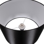 GloboStar® ASHLEY 00824 Μοντέρνο Φωτιστικό Δαπέδου Μονόφωτο 1 x E27 Μαύρο Μεταλλικό Καμπάνα με Μαύρο Ύφασμα & Εφέ Ξύλου D40 x H145cm