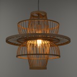 GloboStar® BALI 00861 Boho Κρεμαστό Φωτιστικό Οροφής Μονόφωτο 1 x E27 Μπεζ Ξύλινο Μπαμπού Φ45 x Y42.5cm