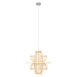 GloboStar® BALI 00861 Boho Κρεμαστό Φωτιστικό Οροφής Μονόφωτο 1 x E27 Μπεζ Ξύλινο Μπαμπού Φ45 x Y42.5cm